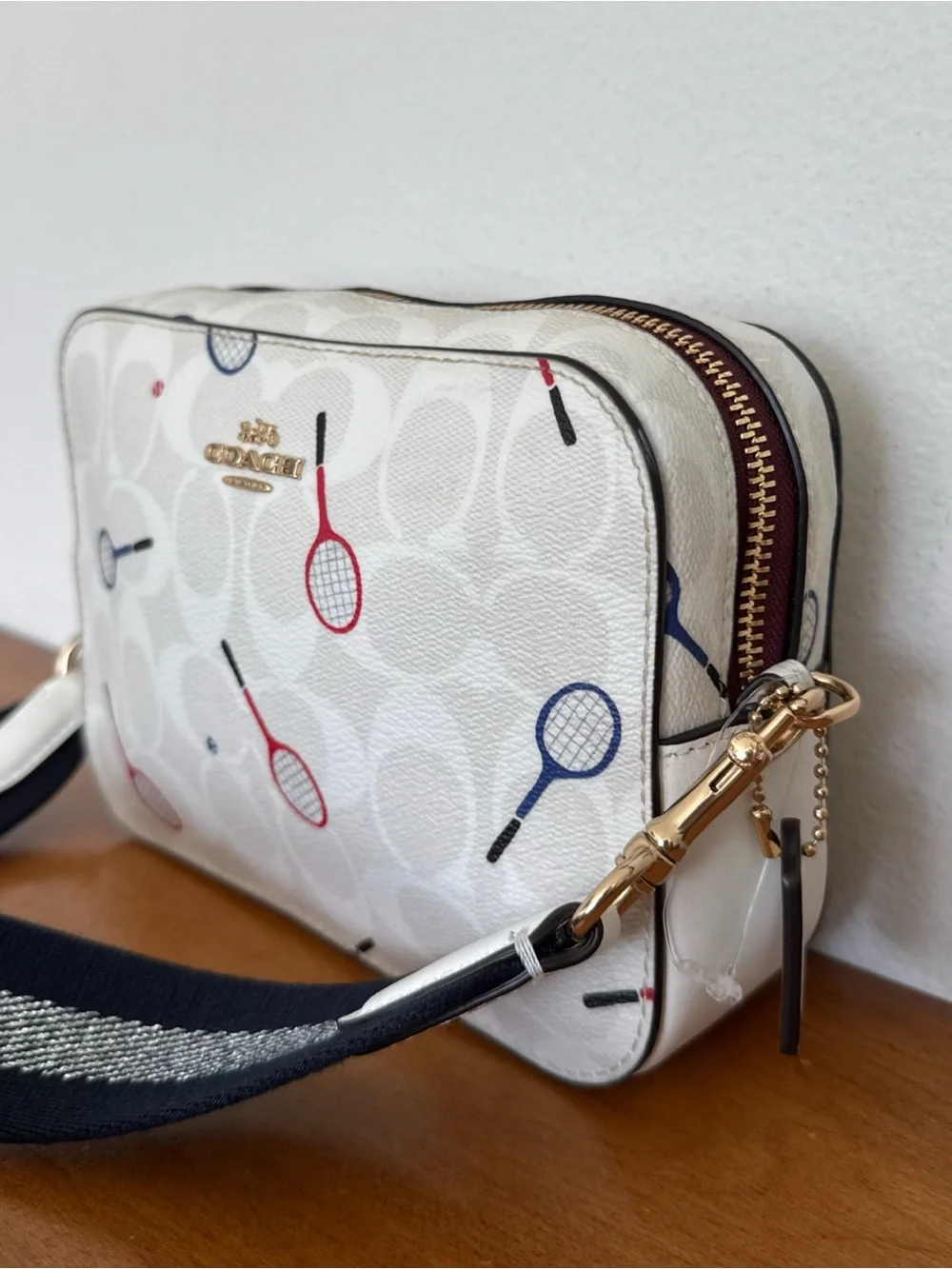 Coach Leather Camera Crossbody Bag Tennis Rackets